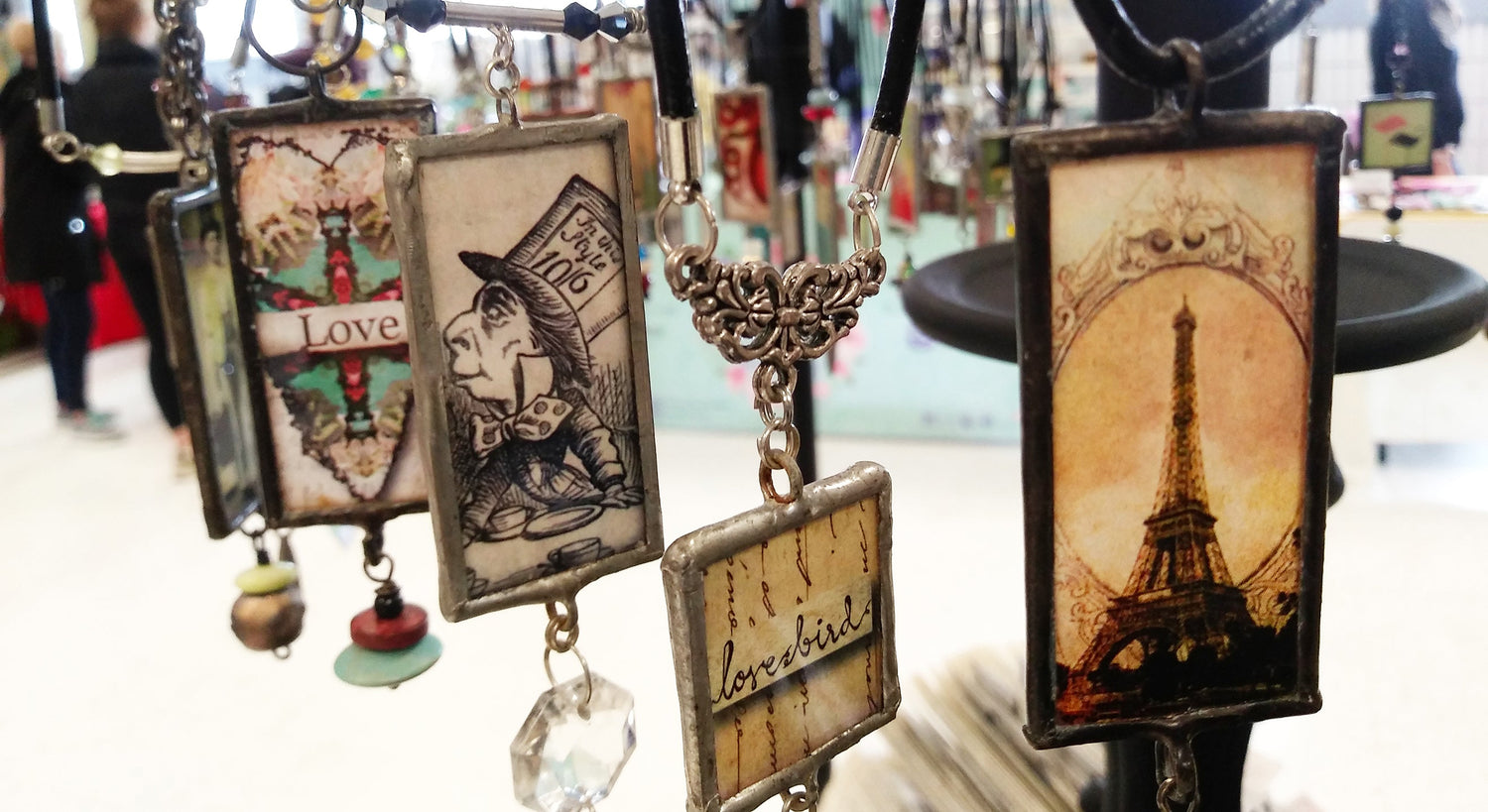 Embellished Soldered Glass Pendants