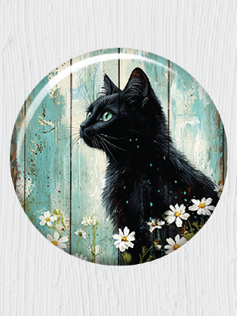 Black Cat on Teal