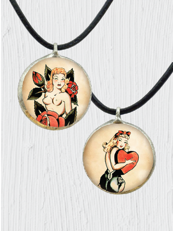 Double-Sided RetroTattoo Pendant