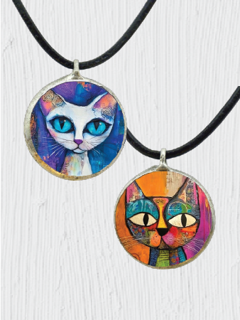 Whimsical Cats Double-Sided Pendant