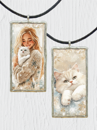 Double-Sided Cozy Cat Pendant