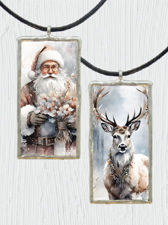 Double-Sided Santa and Reindeer Pendant