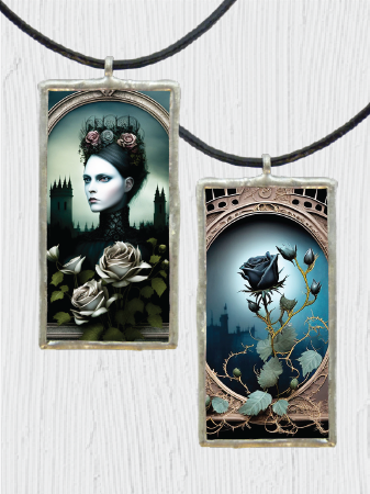 Double-Sided Midnight Rose Pendant