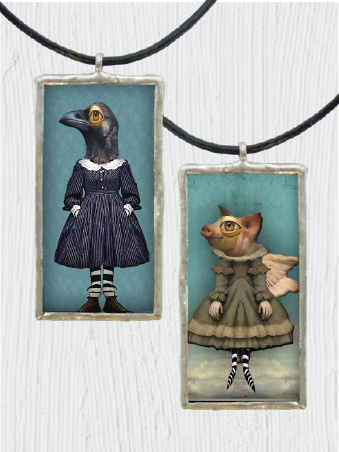 Double-Sided Animals in Dresses Pendant