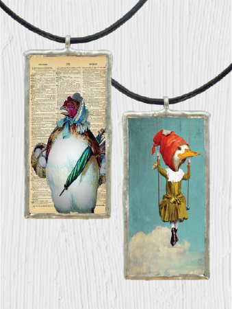 Double-Sided Quirky Birds Pendant