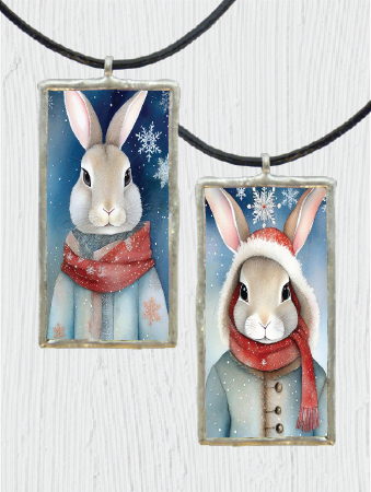 Double-Sided Winter Bunny Pendant