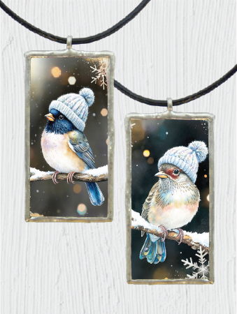 Double-Sided Winter Bird Pendant