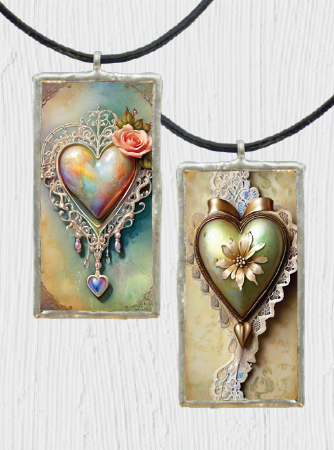 Double-Sided Distressed Hearts Pendant