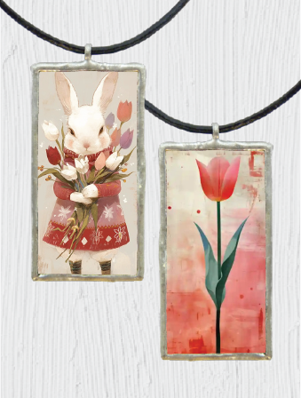 Spring Bunny Double-Sided Pendant