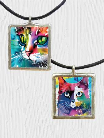 Double-sided Colourful Cat Pendant