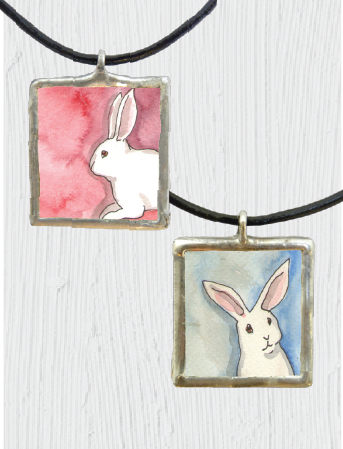 Double-Sided Watercolour Bunny Pendant