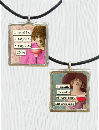 Sassy Cocktail Double Sided Pendant